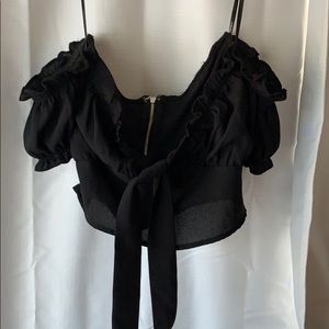 Off the shoulder black blouse
